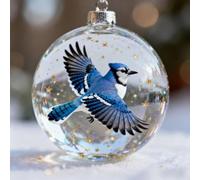 Clear ABS Bird Christmas Ornaments Hanging Tree Decorations | Nature Collection Transparent Sparkling Baubles for Indoor Holiday Wreath Home Decor for Red for azure 8cm(E)
