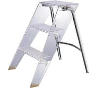 Clear Acrylic 3-Step Ladder Shelf, Non-Slip Folding Step Stool for Kitchen, Living Room, Bathroom, Sturdy Display Stand, Space-Saving