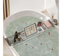 Clear Acrylic Adjustable Bathtub Tray Expandable Caddy for Spa Relaxation Fits Most Tubs Luxury Bath Accessories for Ultimate Comfort and Convenience