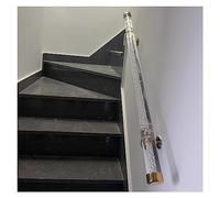 Clear Acrylic Adjustable Stair Handrail - Custom Length 1.6ft to 20ft, 200kg Support Bracket for Indoor and Outdoor Use(Gold Bracket,190cm(6.2ft))