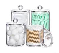 Clear Acrylic Apothecary Jars 4-Pack Dust-Proof Storage(4pcs Transparent lid)