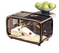 Clear Acrylic Aquarium Table with Feeding Opening, Portable Lid, Habitat for Betta Turtle, Snail, Shrimp, Aquatic Plants, Living Room, Office, Container Set