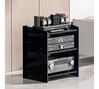Clear Acrylic Audio Rack - 3-Tier Adjustable Stereo Cabinet for Home Theater & Studio - Audio Component Display Stand (Black 60.6cm/23.8in)