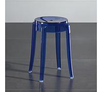 Clear Acrylic Backless Stackable Barstool for Kitchen Bathroom Living Room Bedroom and Office Navy Blue Modern Design 18" Height