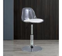 Clear Acrylic Bar Stools, PU Leather Counter Height Breakfast bar stools with Back, Adjustable Swivel Barstools for Kitchen Island,Pub,Bar 40-55cm