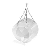 Clear Acrylic Bird Feeder with Hanging Chain, Small Outdoor Birds Food Bowl with Perch for Bird Finch, Clear Acrylic Bird Bait Box for Outdoor Birds, Indoor and Outdoor Hanging
