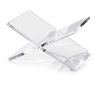 Clear Acrylic Book Stand for Reading and Display Featuring Wide Base Securely Holds Large Books Offices Reading Not Tools Assembly