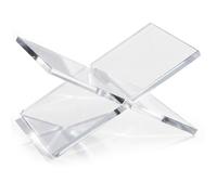 Clear Acrylic Book Stand for Reading and Display Featuring Wide Base Securely Holds Large Books Thin Book Planner Magazines Easy Assembly Design Tools Not Needed