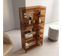 Clear Acrylic Bookcase Display Cabinet, 5-Tier Storage Shelf for Living Room Bedroom, Multifunctional End Table Nightstand