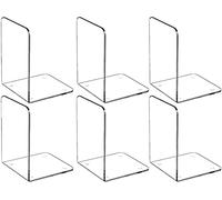 Clear Acrylic Bookends, with Non-Slip Stickers, for Office School and Desktop Organizer (6pcs)