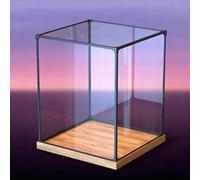 Clear Acrylic Boxes for Action Figures Doll Hobby Toys, Stackable Acrylic Display Cases with Wood Base & Metal Frame, Countertop Storage Box Dust Cover(25x25x60cm(10x10x24in))