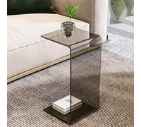 Clear Acrylic C-Shaped Side Table for Sofa, Modern Coffee Table & Nightstand, Space-Saving Small End Table for Living Room & Bedroom, Stylish and Versatile (Color: Gray, Size: 3)