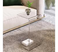 Clear Acrylic C Shaped Sofa Side Table - Modern Coffee Table & Nightstand for Small Spaces, Living Room & Bedroom - Stylish, Versatile & Space-Saving Design