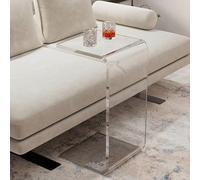 Clear Acrylic C-Shaped Sofa Side Table - Modern Transparent Nightstand with Rounded Edges Small Bedside & Coffee Table for Living Room Bedroom Rectangle Snack Table × × CM
