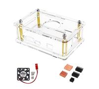 Clear Acrylic Case With Cooling Fan For 4 LTS Development Board Heatsink Case Enclosure