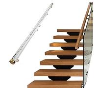 Clear Acrylic Crystal il 14.8ft with Gold Metal Brackets 200KG Load Capacity Stylish Stair Hand Rails for Hallway Porch and Attic - Easy Installation