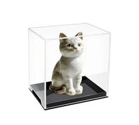 Clear Acrylic Display Box for Mini Figures - 10.1 x 7.2 x 10.2 cm Cube Display Case with Black Base Dustproof for Collectibles, Toys & Miniature Models