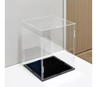 Clear Acrylic Display Box with Dustproof Cover, Showcase Storage Organizer for Miniature Models, Large Plastic Stand Organizer(Black Base,25x25x40cm)