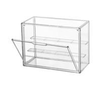 Clear Acrylic Display Case 3 Tier Shelf, Stackable Protection Showcase with Magnetic Door for
