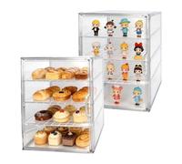 Clear Acrylic Display Case 4 Tier with Magnetic Door, Display Cases for Collectibles Bread Cake Model Cars Figurine Glasses Book Card Shot Glass Watch, Small Cake Display Cabinet Large Display Case