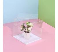 Clear Acrylic Display Case, Assemble Cube Display Box Stand with PVC Material White Base, Dustproof Protection Showcase for Collectibles, Cube Protection Figure Display Case(H35cm,LxW 60x10cm)