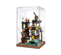 Clear Acrylic Display Case Compatible with Le-Go Technic 71837 Ninjago City Workshop Building Block-Protective Dustproof Showcase for 71837 Models (Only Box) (Transparent-Wood)
