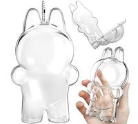 Clear Acrylic Display Case for Blind Box Figures, Protective Case for Labubu The Monsters with Metal Hanging Chain, Dustproof Scratch-Resistant Case Cover for Mini Collectible Dolls (Standing)