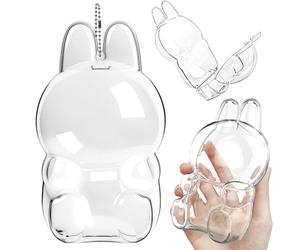 Clear Acrylic Display Case for Blind Box Figures, Protective Case for Labubu The Monsters with Metal Hanging Chain, Dustproof Scratch-Resistant Case Cover for Mini Collectible Dolls (Sitting)