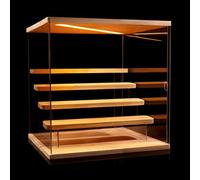 Clear Acrylic Display Case With Light For Collectibles, 5 Tier Wood
