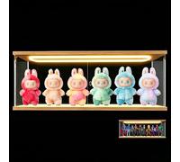 Clear Acrylic Display Cases with LED Light for Star Wars “Black Series” Marvel Action Figures for LABUBU 3.0 2.0 1.0 for One Piece S.H.Figuarts/ DXF for McFarlen DC with Door, Wooden 23.6x3.9x7.9in