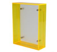 Clear acrylic diy picture frame with chrome standoffs for wall mounting, suitable for photos, postcards, sketches, and awards display (Yellow)