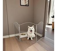 Clear Acrylic Dog Gate for Indoor Use - 3 Panel Pet Gate for Doorways, No Drilling, Foldable Dog Barrier,Foldable Doggy Cat Fence with Support Feet for Home, Stairs, and Puppy Playpen