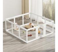 Clear Acrylic Dog Playpen Indoor - Easy Assemble Small Pet Plastic Play Pen for Puppy Cat Rabbit Pig Transparent Fence Enclosure Crate Kennel Whelping Cage (White, 12 Panel)