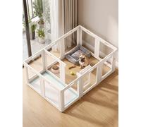 Clear Acrylic Dog Playpen Indoor with 2 Doors, 24" H 12-Panel Transparent Puppy Playpen for Small Dogs - Split into Potty Zone + Play Area or Open as Large Rectangle Enclosure, Tool-Free, Anti-Slip