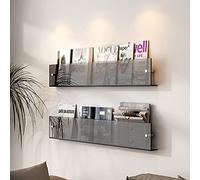 Clear Acrylic Floating Shelves - Wall Mounted Magazine Rack for Home, Office, and Bathroom Display and Organization