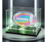 Clear Acrylic Football Display Cases with LED Lighted, Dust and UV Protection Acrylic Display Box for Signed Football Sports Collectibles Memorabilia Display