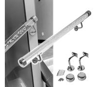 Clear Acrylic Hand Rail with Bubbles 3 4 5 6 10 12 13 14 20 Ft, Round Rod Handrail with Metal Brackets for Indoor Stair/Outdoor Step, Wall Mounted Hand Rails Grab Bar Railing(Silver bracket,3.2m/10.5f