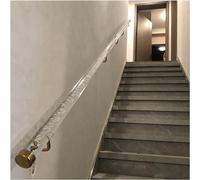 Clear Acrylic Handrail for Indoor Stairs, Non-Slip Transparent Crystal Indoor Complete Kit, Wall Mount Handrail with Golden Brackets (Color : Gold, Size : 12.5ft/381cm(3 sec