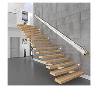 Clear Acrylic Handrail for Stairs, Acrylic Stair Railing Handrail Clear Bubble Pipe Gold or Silver Fittings Multiple Sizes(Gold Fittings,11.5ft/3.5m)