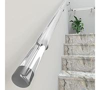 Clear Acrylic Handrail for Stairs, Indoor Stair Handrail Clear Acrylic with Fittings Multiple Sizes(Silver,350cm(11.5ft))