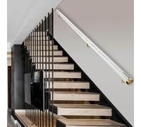 Clear Acrylic Handrail for Stairs ，Stairs Railing Indoor,- 3ft/4ft/5ft/6ft/8ft/10ft/12ft/14ft/20ft, Non-Slip Transparent Crystal Indoor Stair Handrails Complete Kit,gold(There are bubbles,380cm(12.5ft