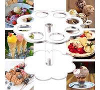 Clear Acrylic Ice Cream Cone Holder Stand, 8 Hole Detachable Display Rack for Soft Serve, Chips and Candy, Counter Top Buffet Organizer for Wedding Party Graduation Events(01)