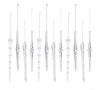 Clear Acrylic Icicle Ornaments 5 Inch Set of 12 Christmas Tree Decor | Transparent design blends with classic and modern themes perfect for various tree sizes sizes range 13x1.5cm to 12x1.2cm