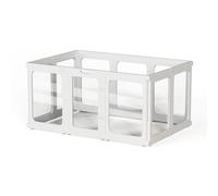 Clear Acrylic Indoor Pet Playpen Crate Enclosure for Small Animals, Puppy Play Yard for Cats Rabbits Ferrets, 125×85×60cm Transparent Modular Cage with Anti-Climb Panels White