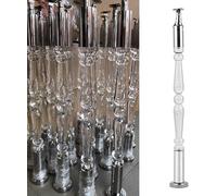Clear Acrylic Indoor Stair Railing Balustrade with Silver Metal Brackets & Base, 90cm/35.4in Guardrail Posts, Modern Staircase Spindles, 1 Pack