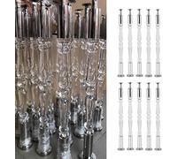 Clear Acrylic Indoor Stair Railing Posts - 10 Pack Silver Balustrade with Metal Brackets & Base, 90cm/35.4in Staircase Spindles Banister Guardrail