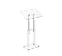 Clear Acrylic Lectern Podium with Adjustable Height and Rolling Wheels Multi-Function Pulpit Stand for Church Wedding Conference Presentation