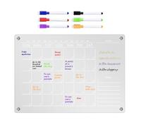 Clear Acrylic Magnetic Board - Weekly Planner Calendar for Refrigerator, Dry Erase Whiteboard Organizer, Transparent Note Board | Magnetic Reusable Schedule Planner Helping Track Tasks Events Reminder
