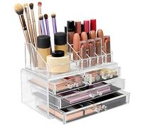 Clear Acrylic Makeup Organiser with Drawers & Jewellery Storage | Beauty Storage Organiser, Skincare Organiser, Vanity Storage, Lipstick Holder, Makeup Drawer Organiser