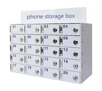 Clear Acrylic Mobile Phone Storage Locker Wall Mounted Lock Box with Key 40 Grids for Office School Classroom & Factory Secure Cell Phone Storage Solution (White)